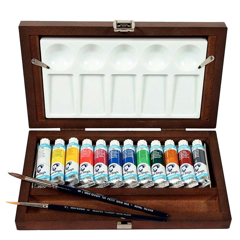 Van-Gogh-Watercolors-Set-Acuarelas-Tubos-10-ml-12-Colores-Caja-Madera-Accesorios